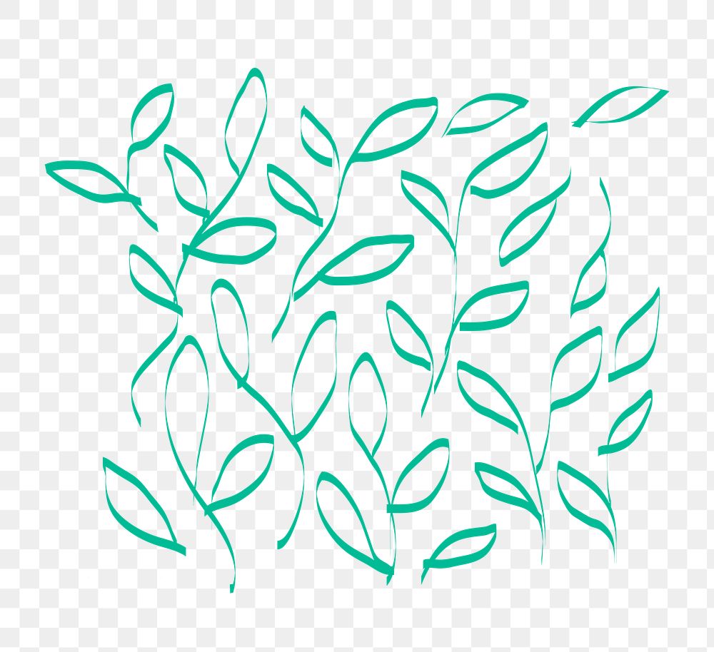 Green leaves png doodle sticker, cute element