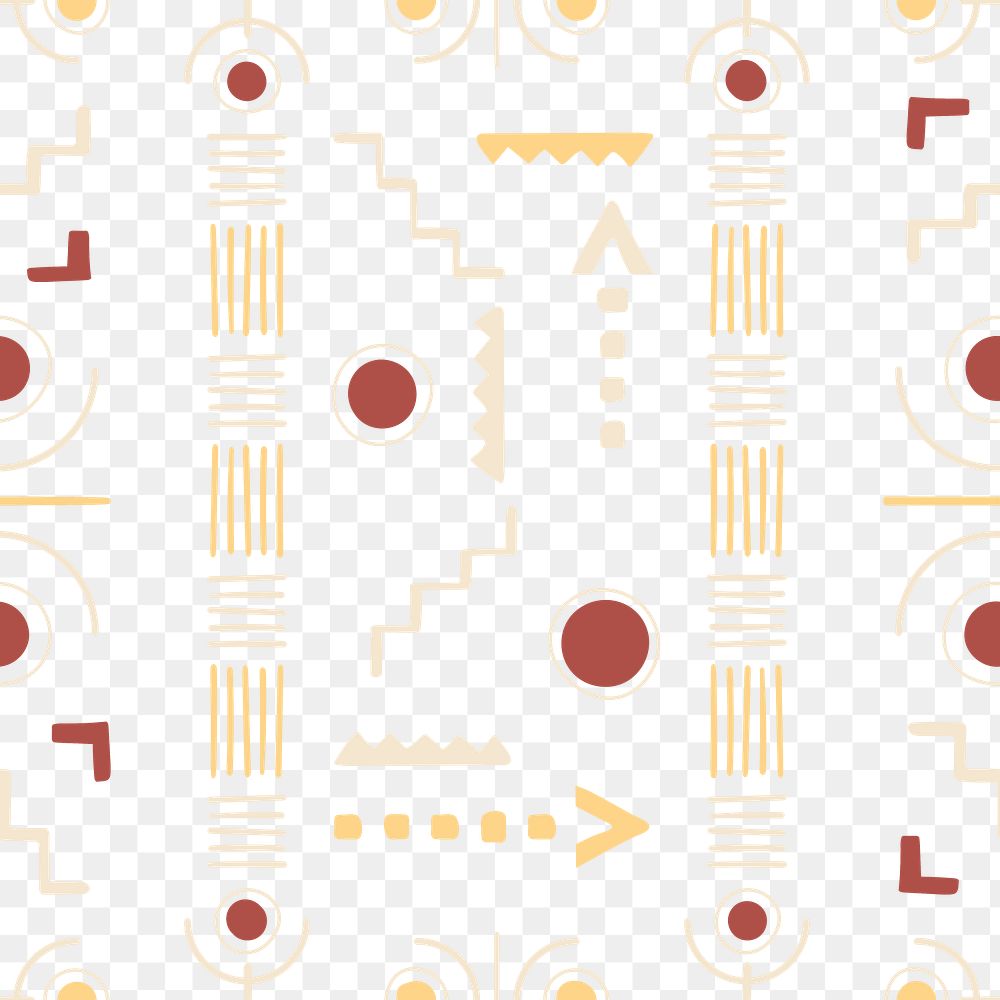 Tribal seamless pattern png, brown Aztec design, transparent background