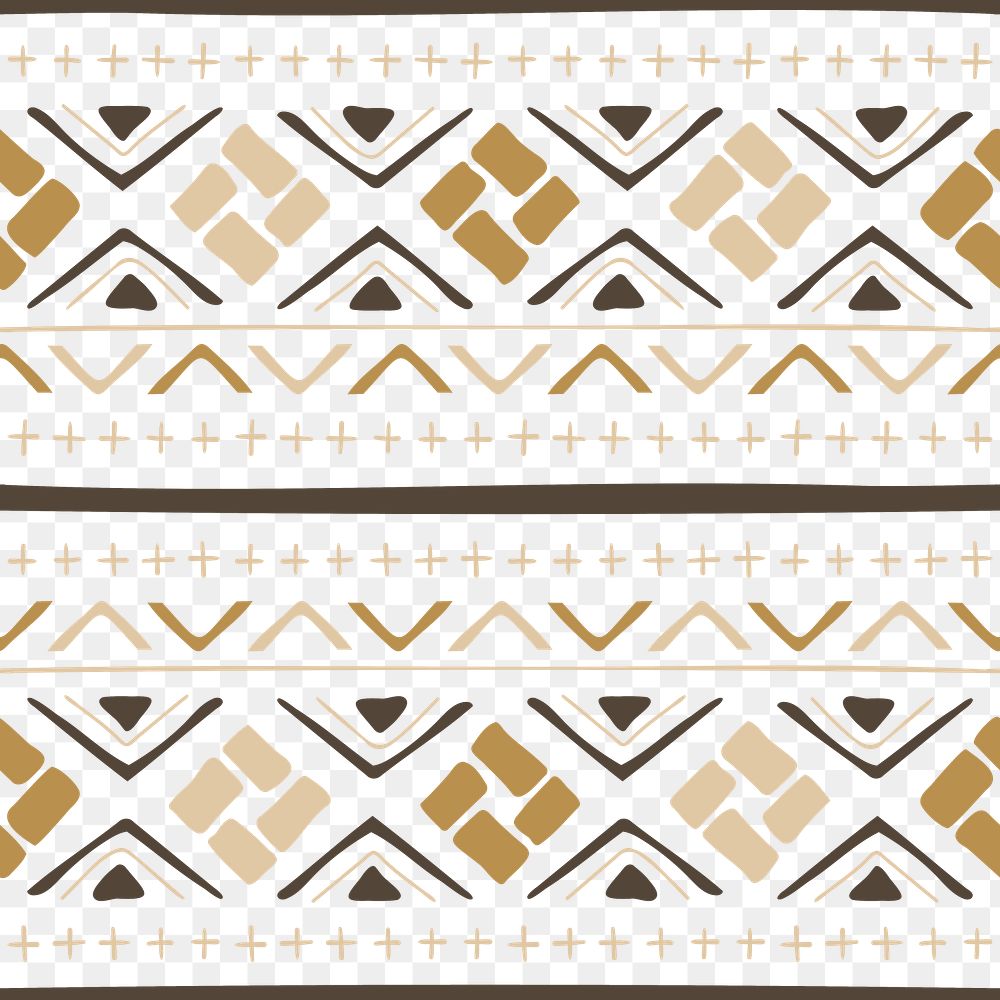 Ethnic seamless pattern png, brown Aztec design, transparent background