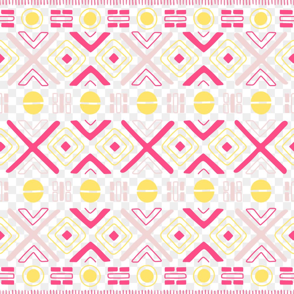 Pattern png, ethnic seamless transparent background, colorful geometric style