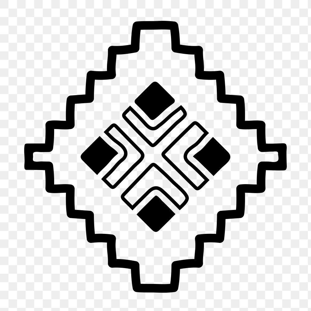 Tribal shape png, doodle sticker, black and white aztec design