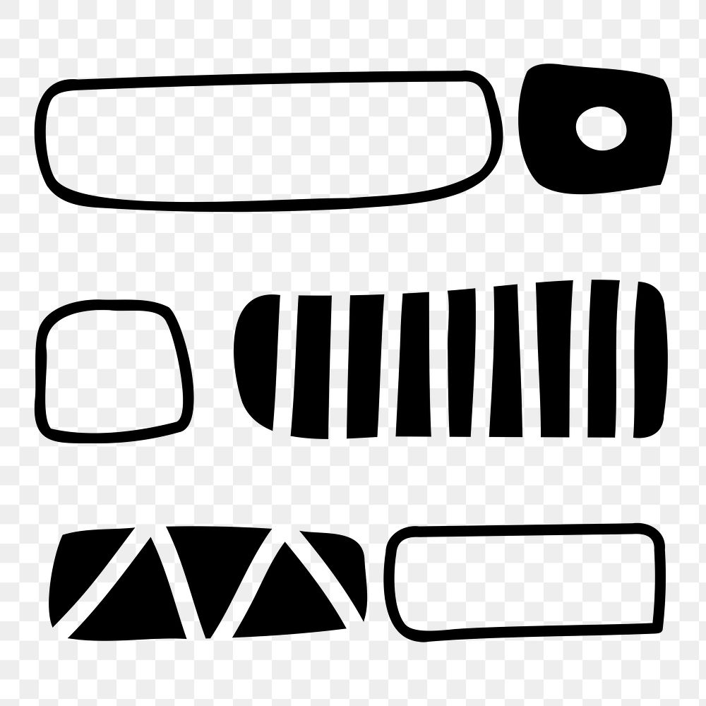 Tribal shape png, doodle sticker, black and white geometric design