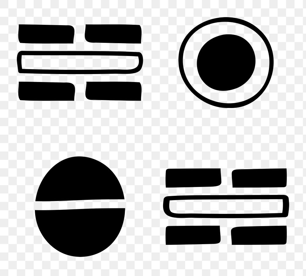 Tribal shape png, doodle sticker, black and white aztec design set