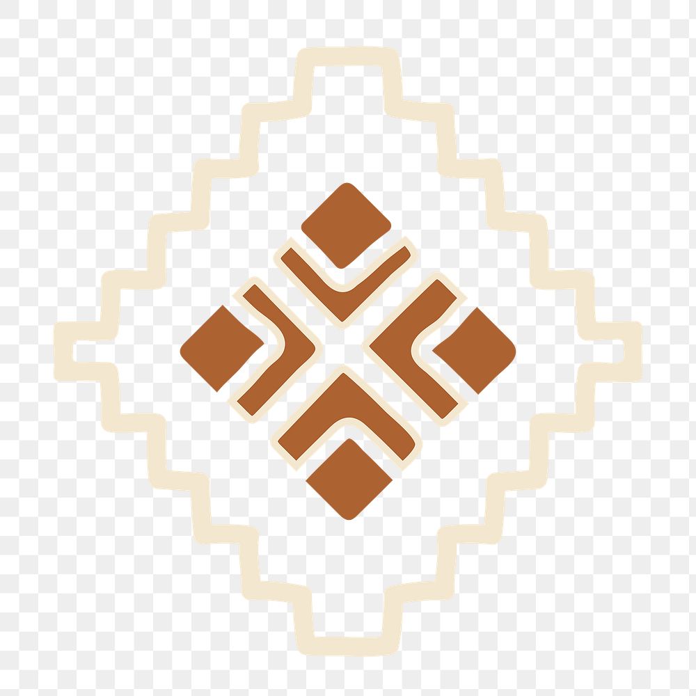 Ethnic shape png, doodle sticker, brown aztec design