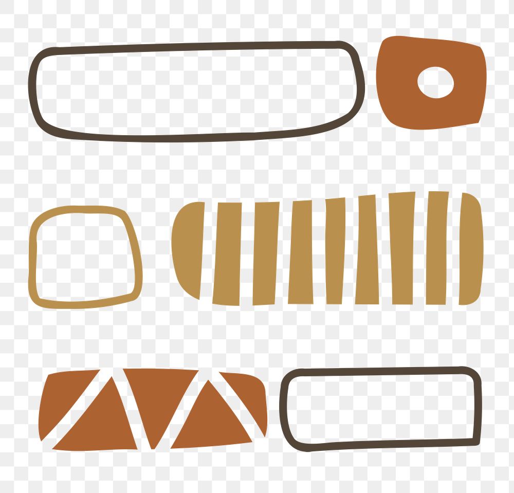 Ethnic shape png, doodle sticker, brown geometric design