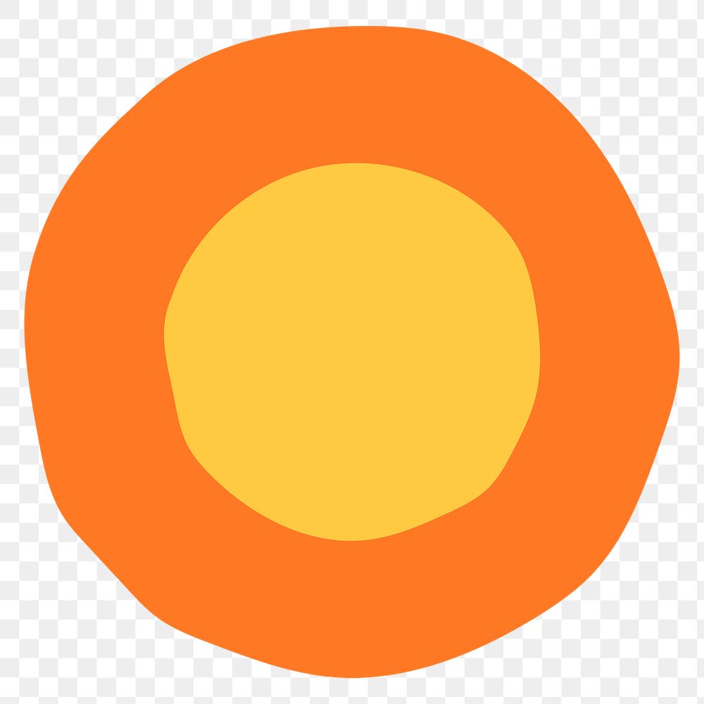 Retro png circle badge, geometric collage sticker, simple orange clipart