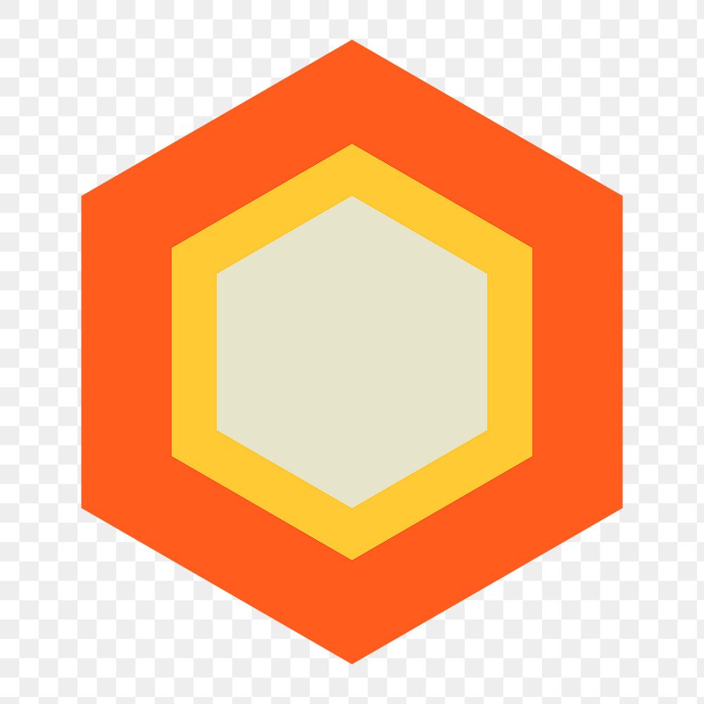 Retro png honeycomb badge, geometric sticker, simple yellow clipart