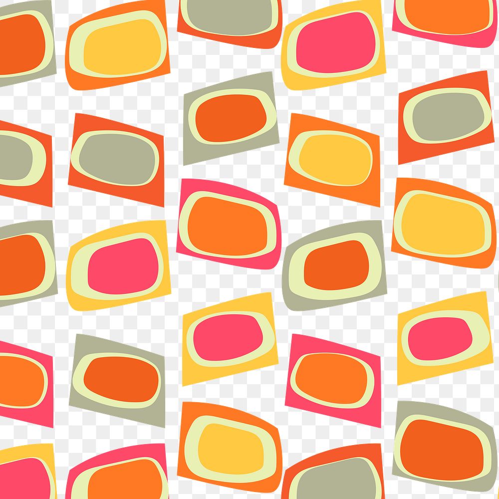 Retro pattern png transparent background, abstract 70s colorful design