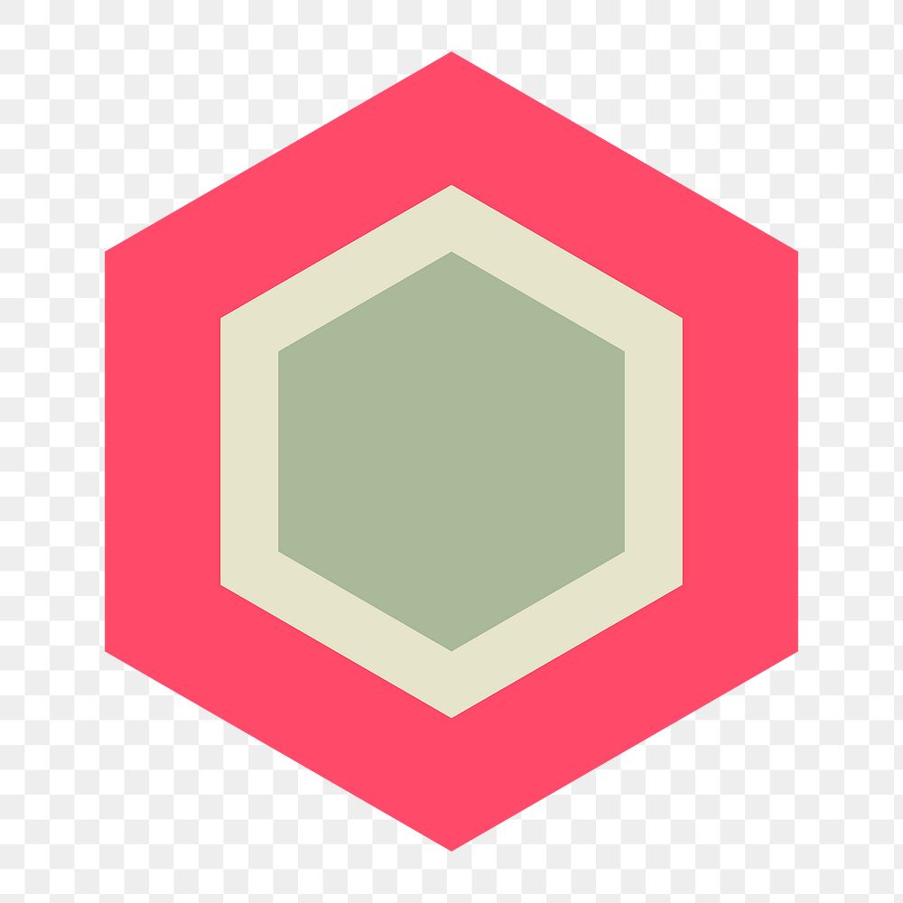 Retro png hexagon badge, geometric sticker, simple colorful clipart