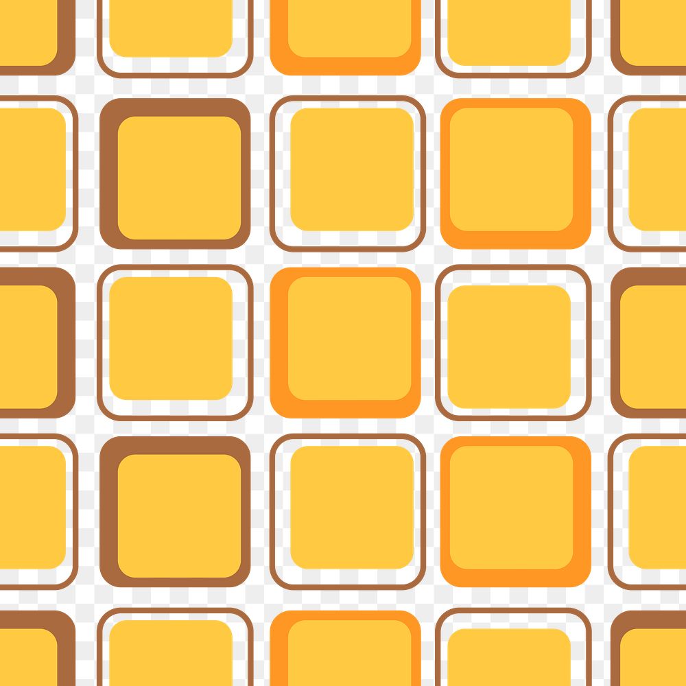 Seamless pattern png transparent background, abstract 60s yellow design