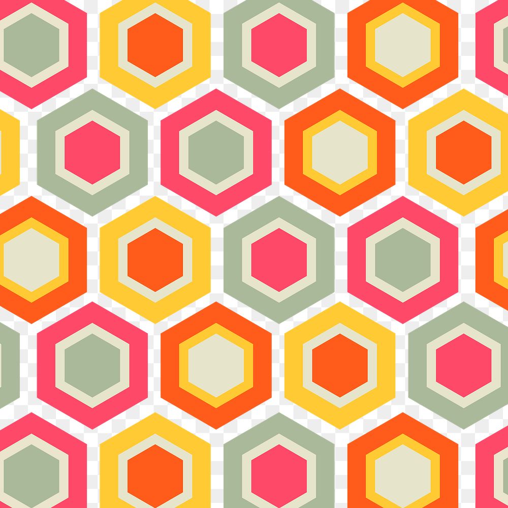 Pattern png transparent background, retro geometric honeycomb shape design