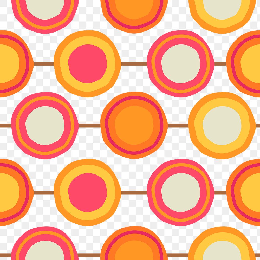 Seamless pattern png transparent background, abstract 60s colorful design