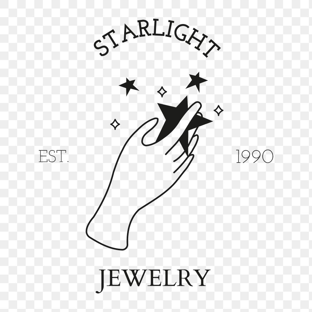 Mystical jewelry logo png sticker, minimal line art design