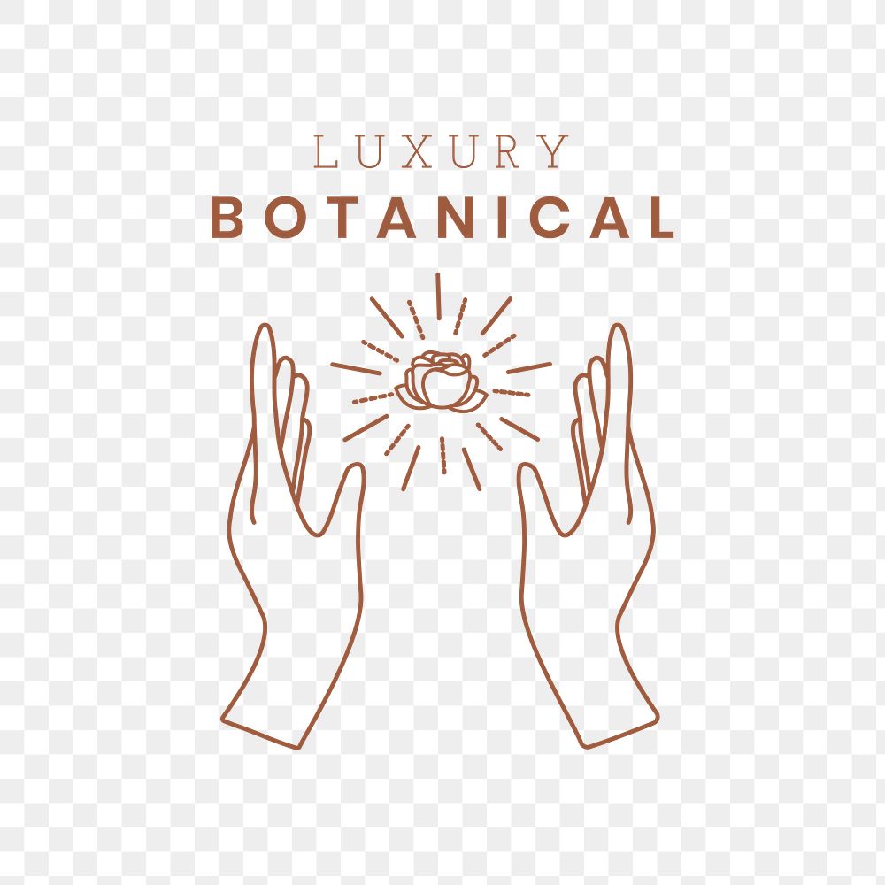 Luxury botanical logo png sticker, minimal line art design