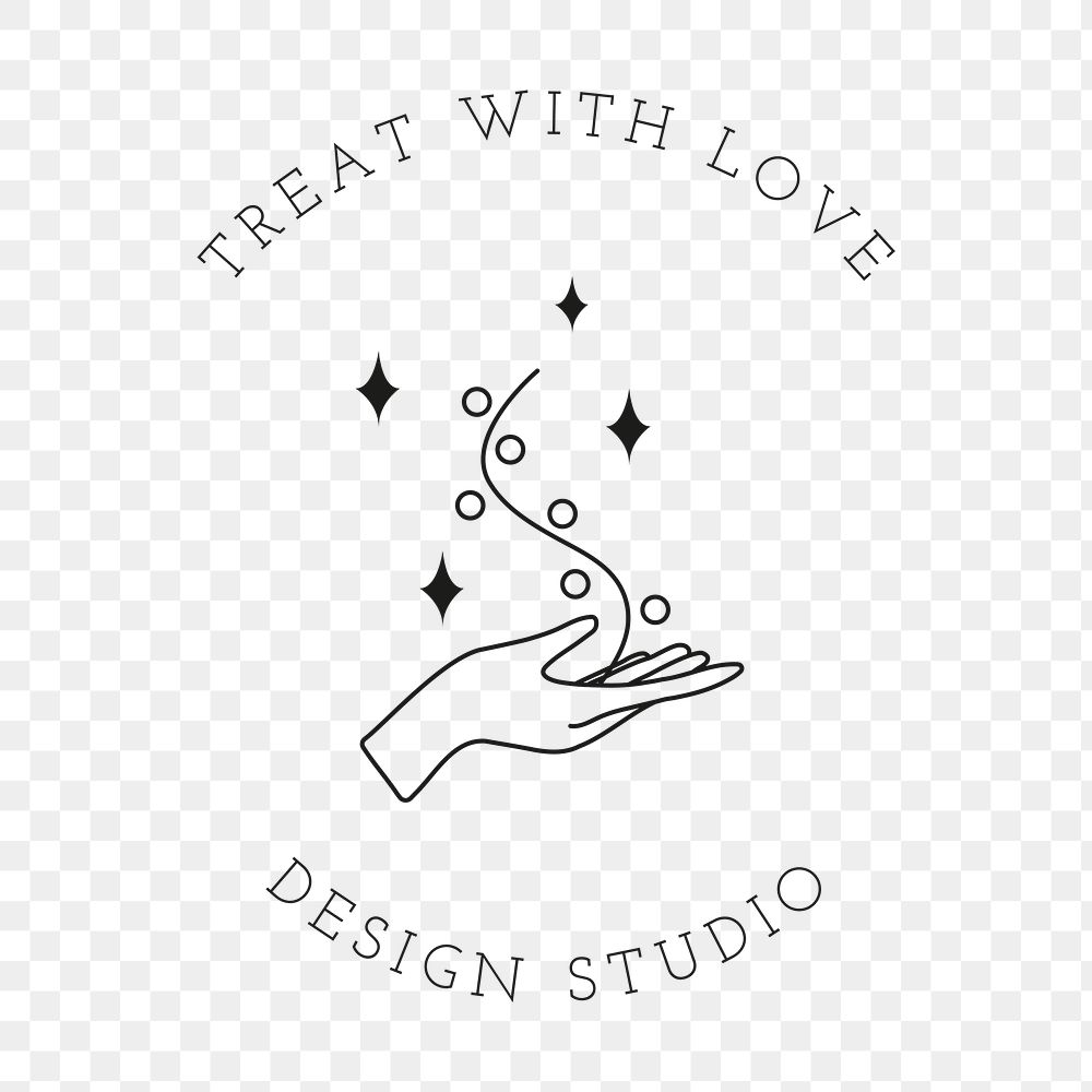 Aesthetic logo png sticker, treat with love, minimal line art design
