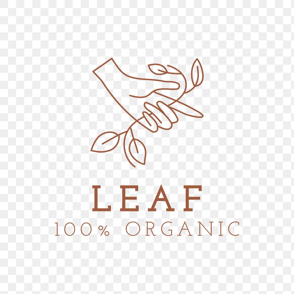 100% organic logo png sticker, minimal line art design
