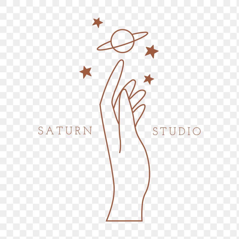 Astronomy logo png sticker, minimal planet line art design