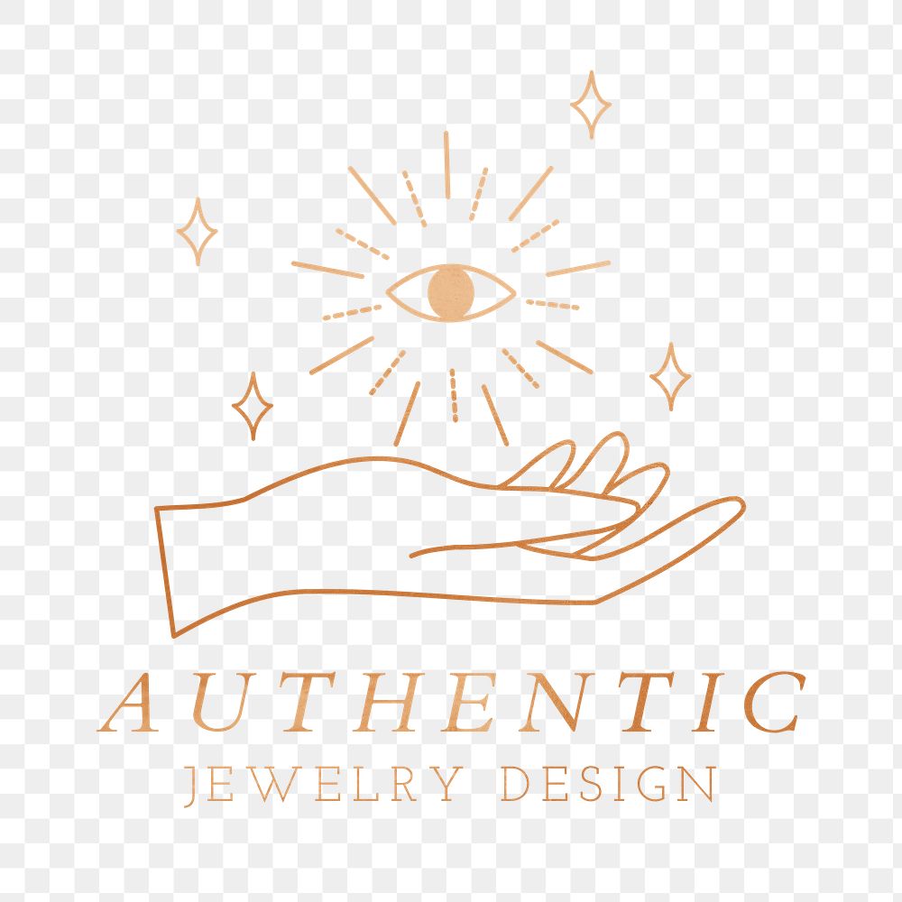 Authentic jewelry logo png sticker, mystical line art design