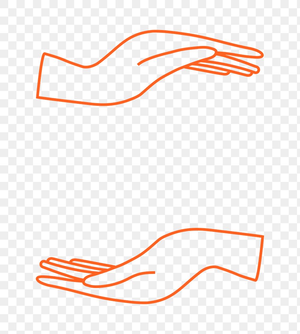Two hands png sticker, minimal line art illustration