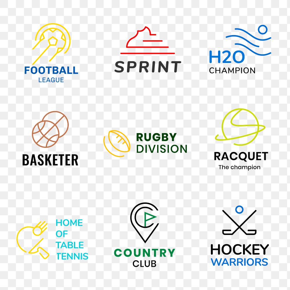 Sports business logo png transparent, colorful modern design collection