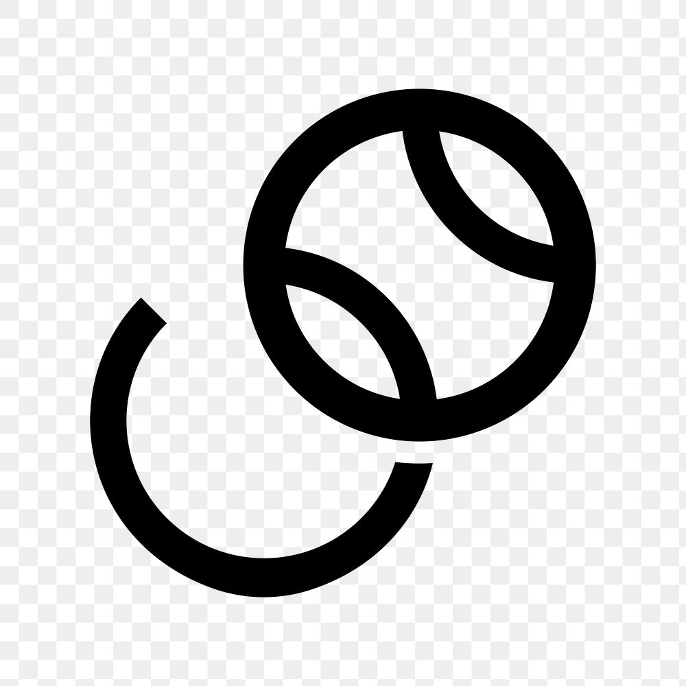 Tennis ball png logo element, sports illustration in black minimal design  