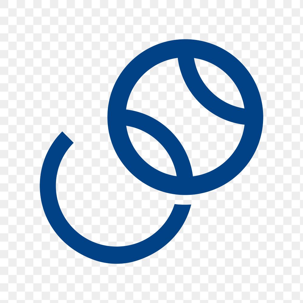 Tennis ball png logo element, sports illustration in blue design  