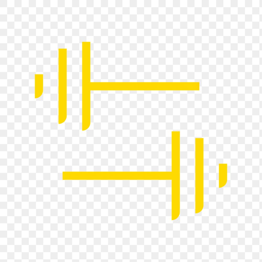 Barbell png logo element, fitness gym symbol in yellow illustration