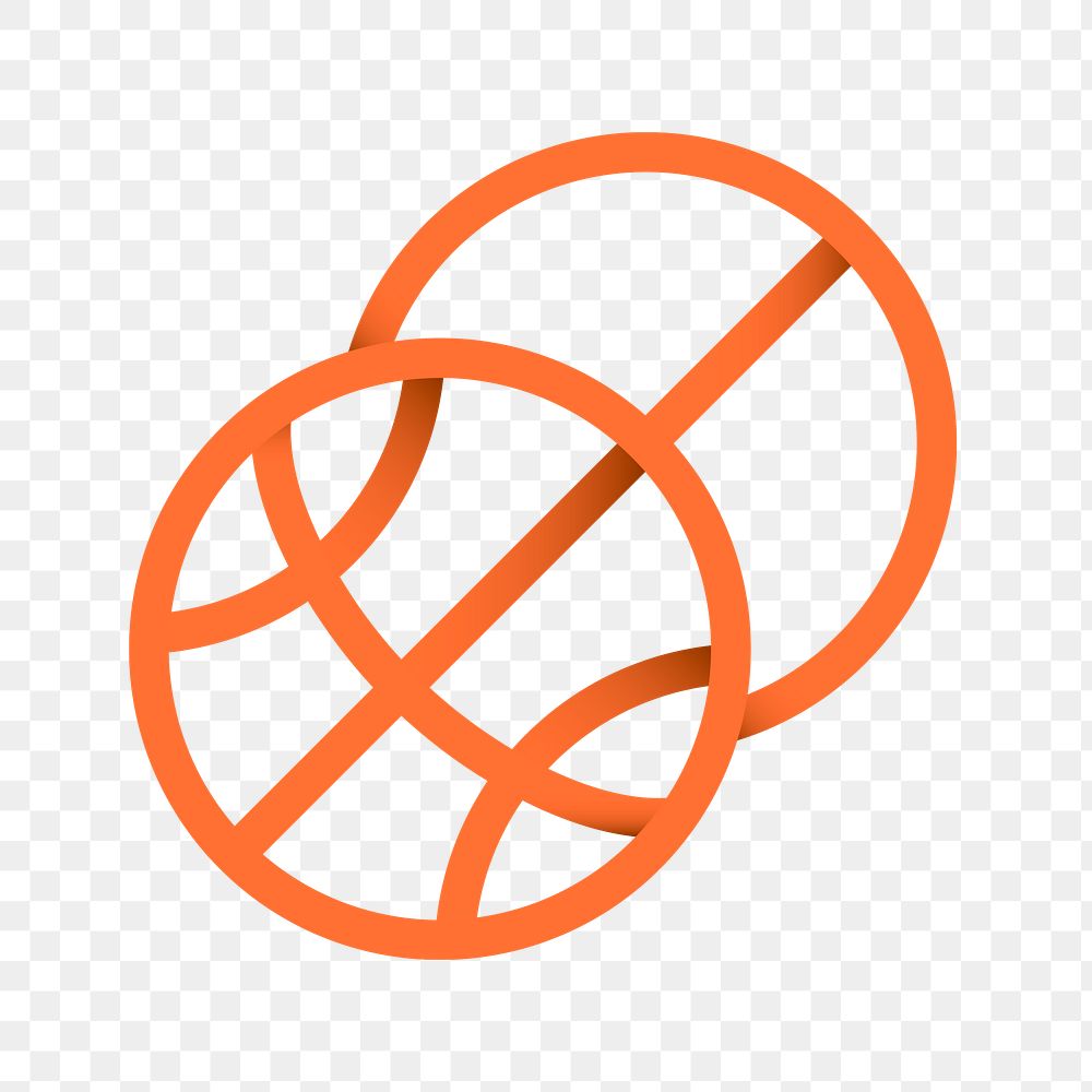 Basketball sports png logo element, orange gradient illustration