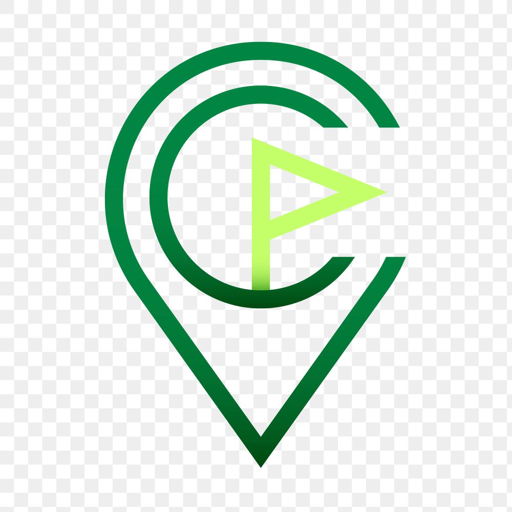 Golf sports png logo element, green gradient illustration