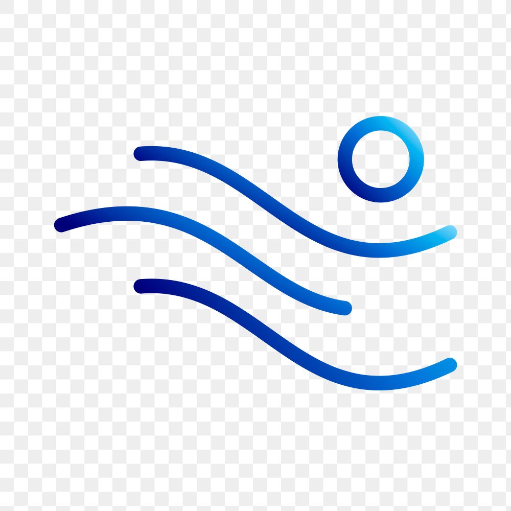 Gradient wave png logo element, sports illustration in blue