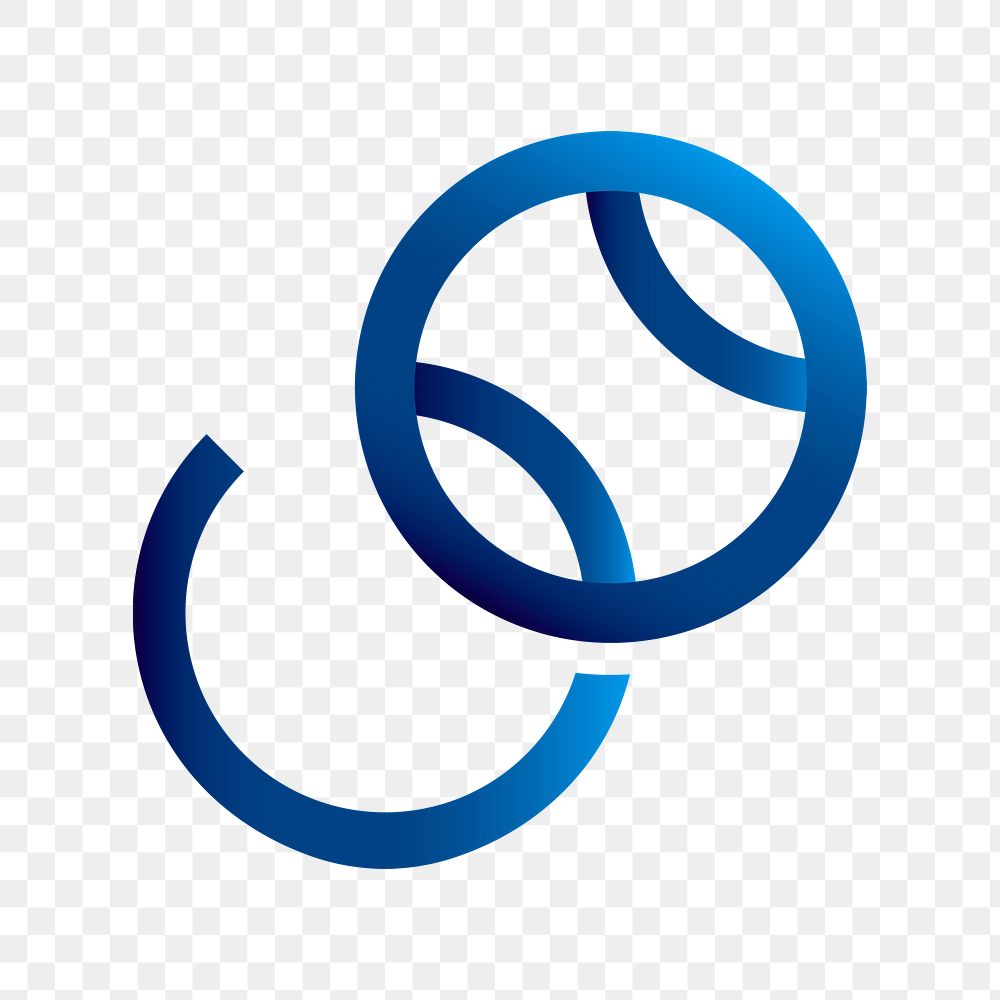 Tennis ball png logo element, sports illustration in blue gradient design  