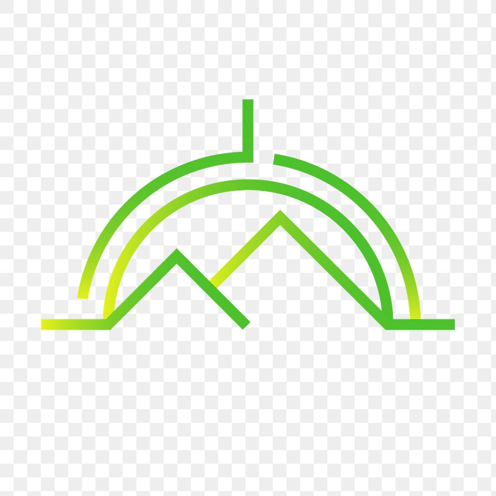 Mountain png logo element, adventure sports, green gradient design