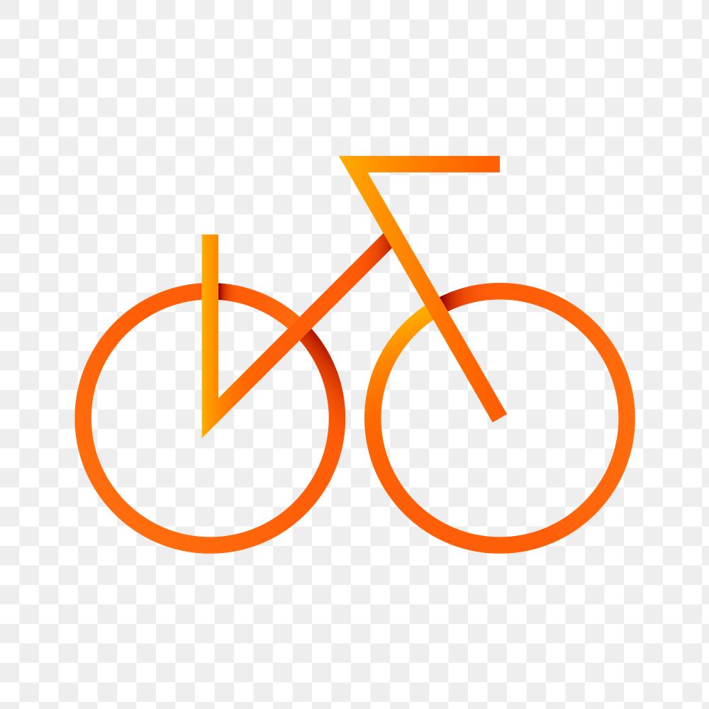 Bicycle png logo element, cycle sports, orange gradient design