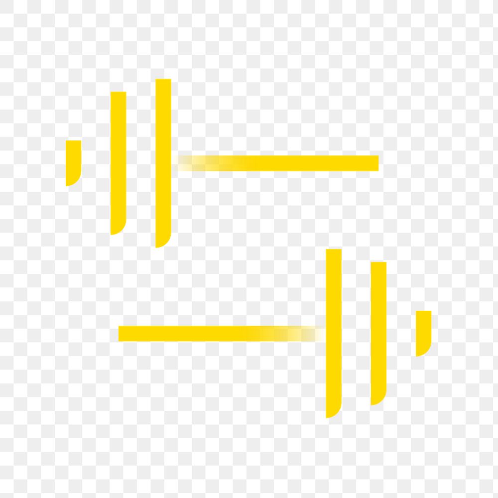 Barbell png logo element, fitness gym symbol in yellow illustration