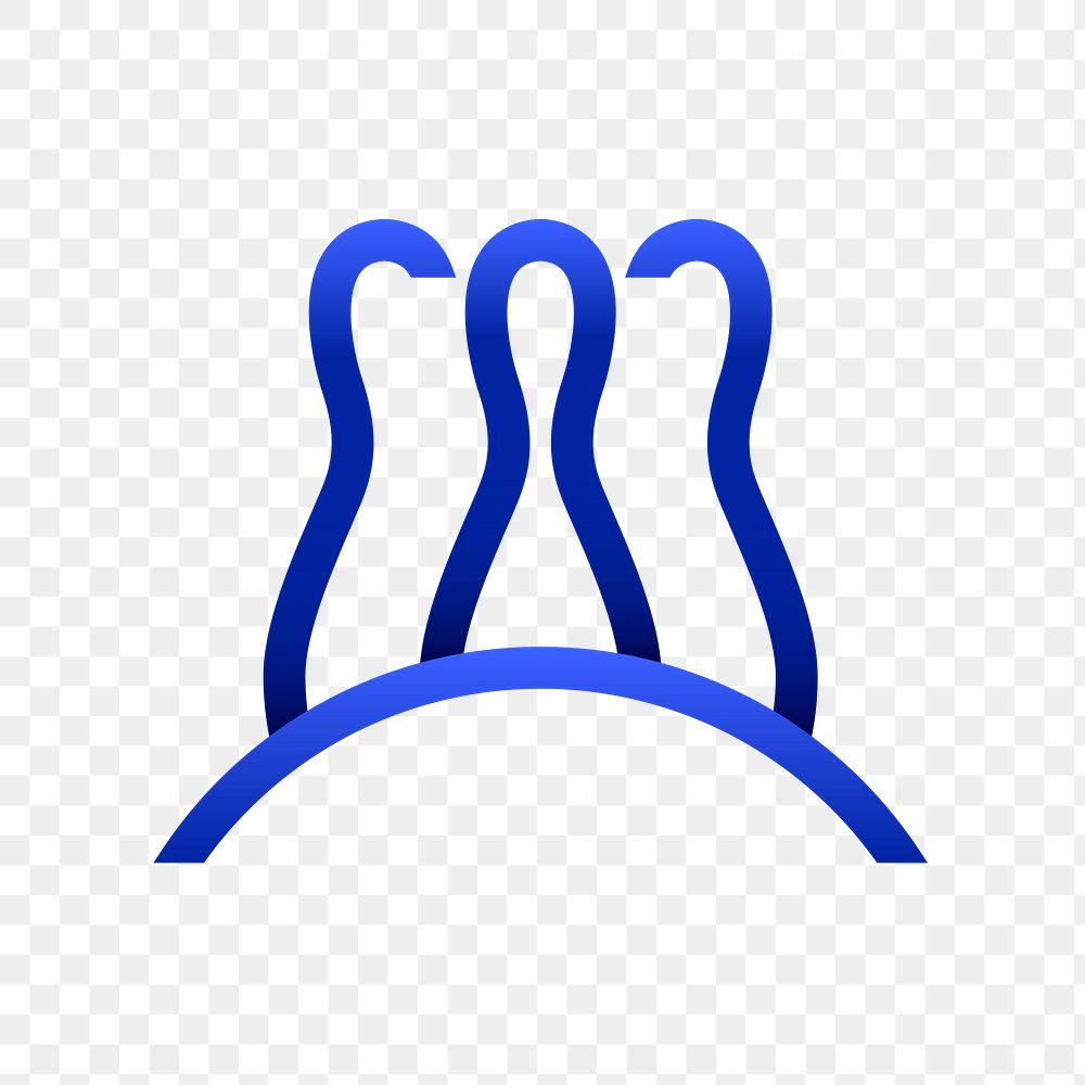 Bowling png logo element, sports illustration in blue gradient design