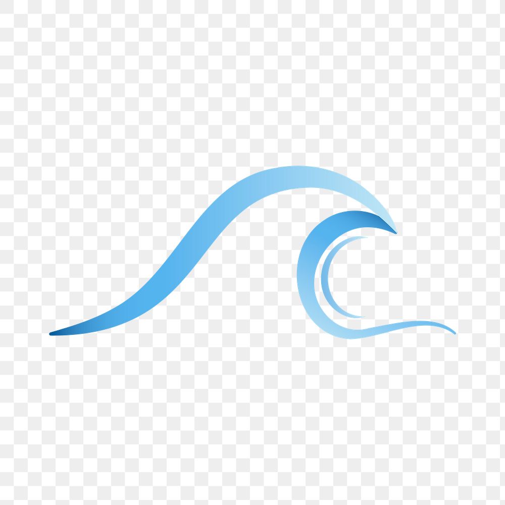 Ocean wave png sticker, animated water clipart, blue logo element for business transparent design