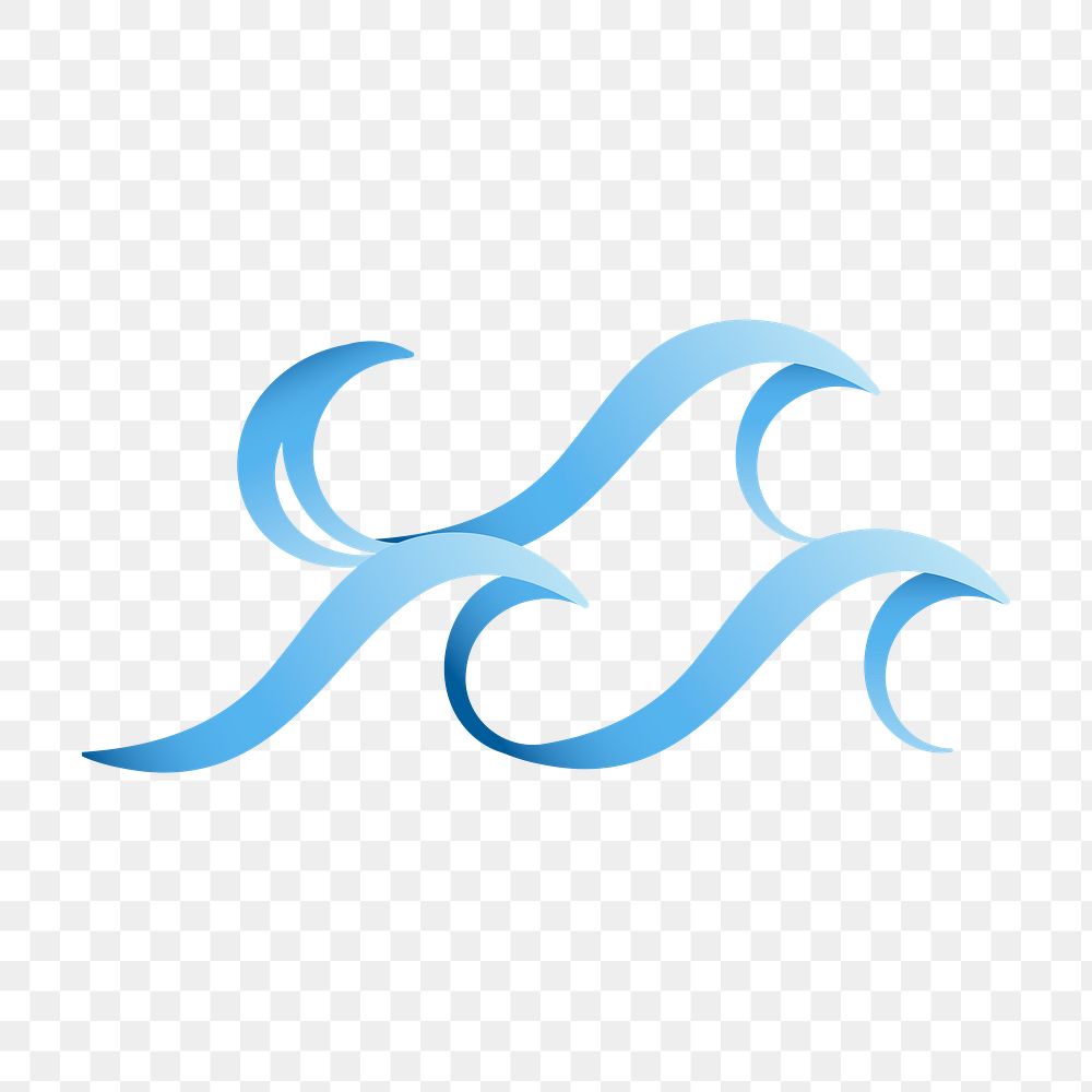 Beach wave png sticker, animated water clipart, blue logo element for business transparent design
