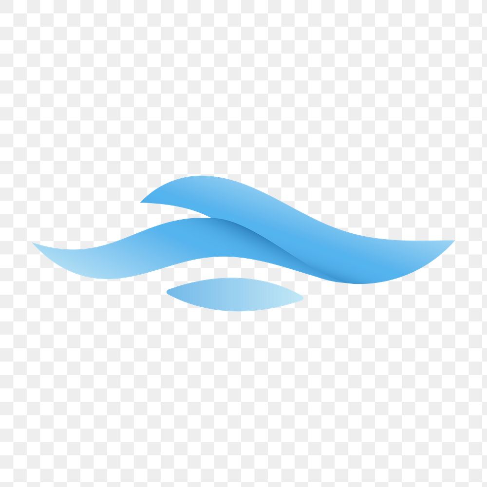 Sea wave png sticker, animated water clipart, blue logo element for business transparent design