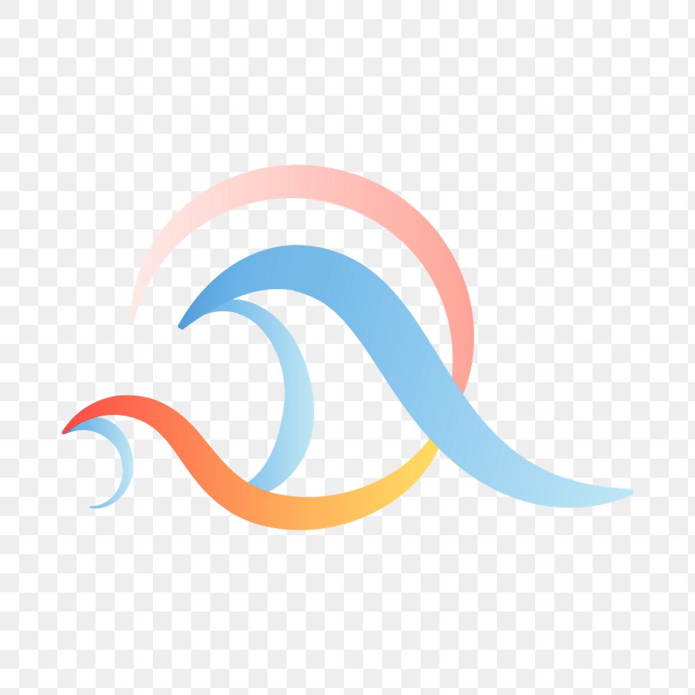 Sea wave png logo element, creative transparent water clipart for business
