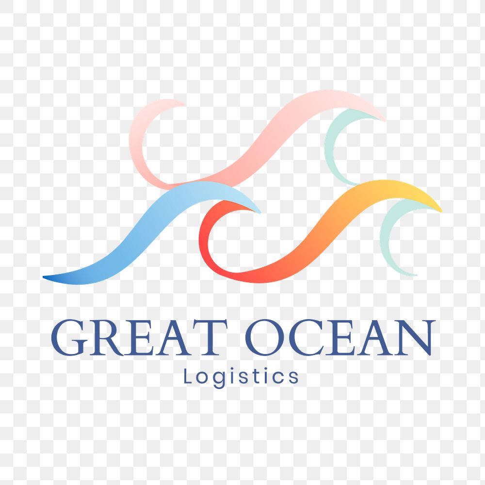 Ocean wave png logo, logistic company, animated graphic in transparent design