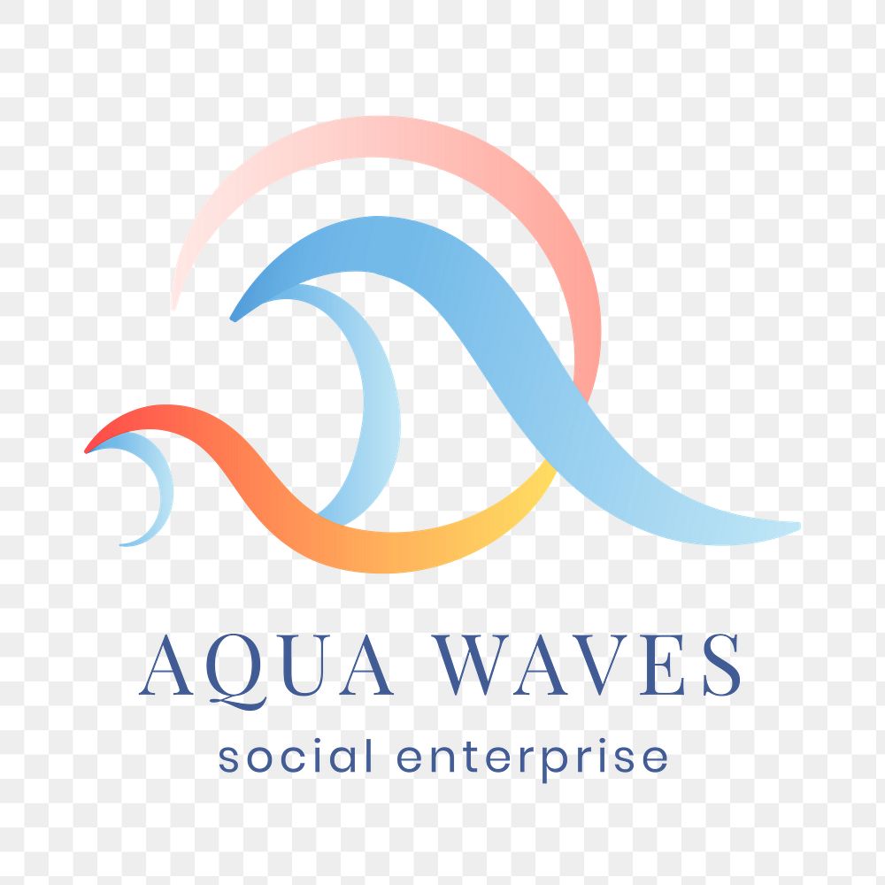 Aqua png business logo, water illustration, creative flat design, transparent design