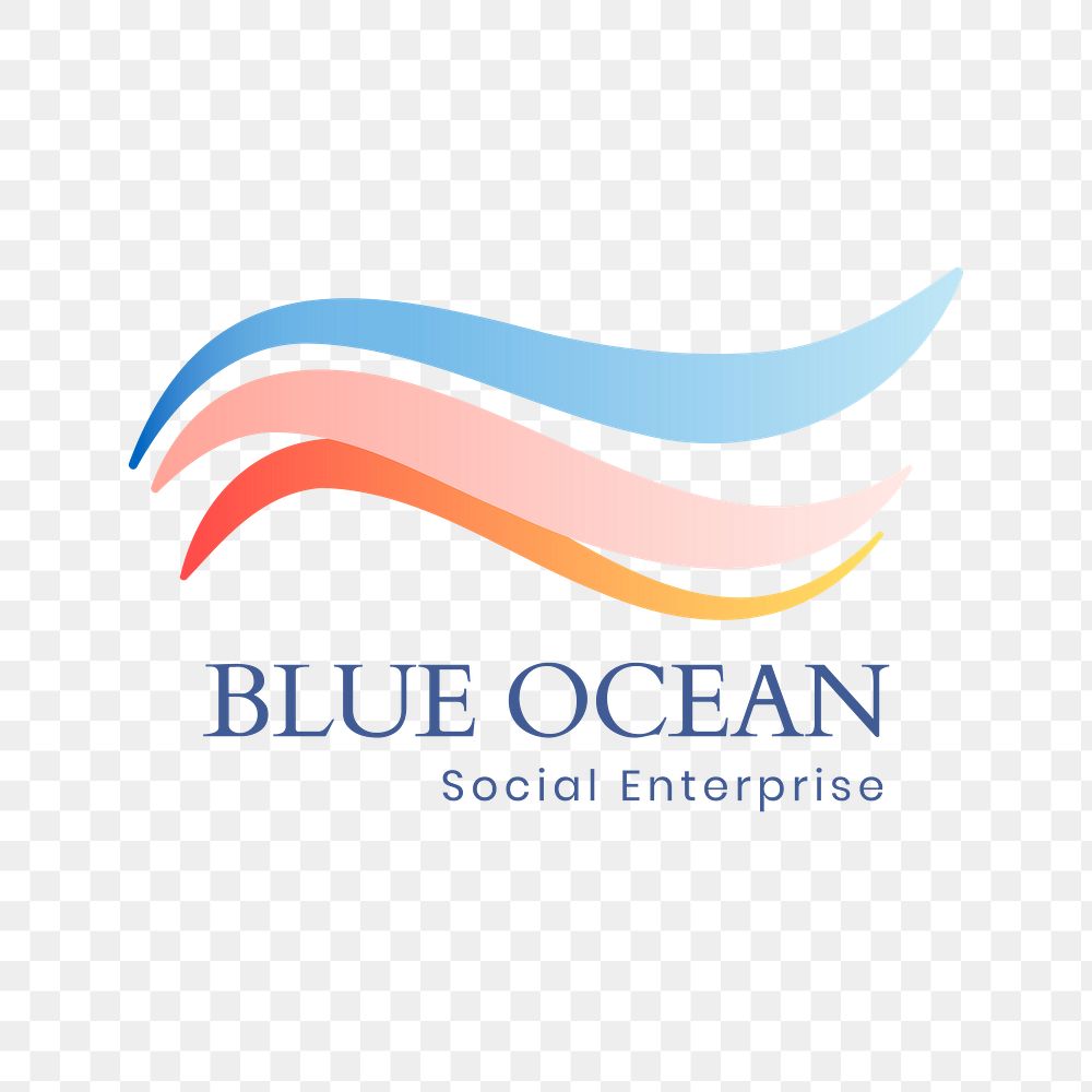 Ocean wave png logo, water illustrational, professional business graphic