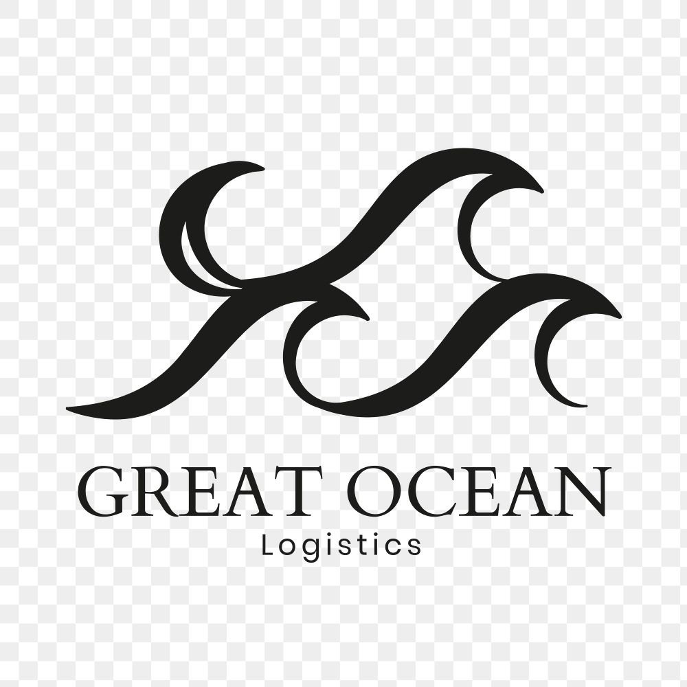Ocean wave png logo, logistic company, animated graphic in transparent design