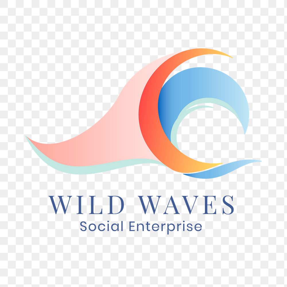 Modern wave png logo, creative water illustration for business, transparent design