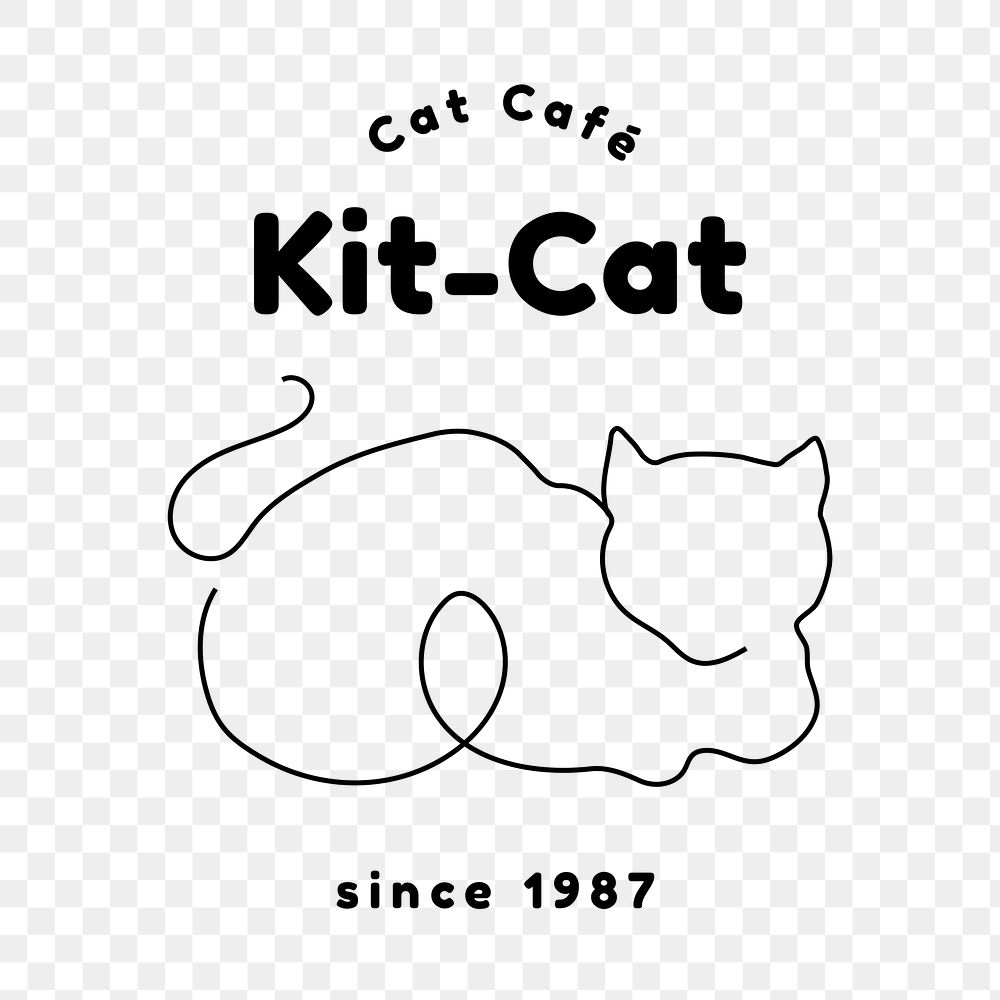 Cat png logo sticker, line art design