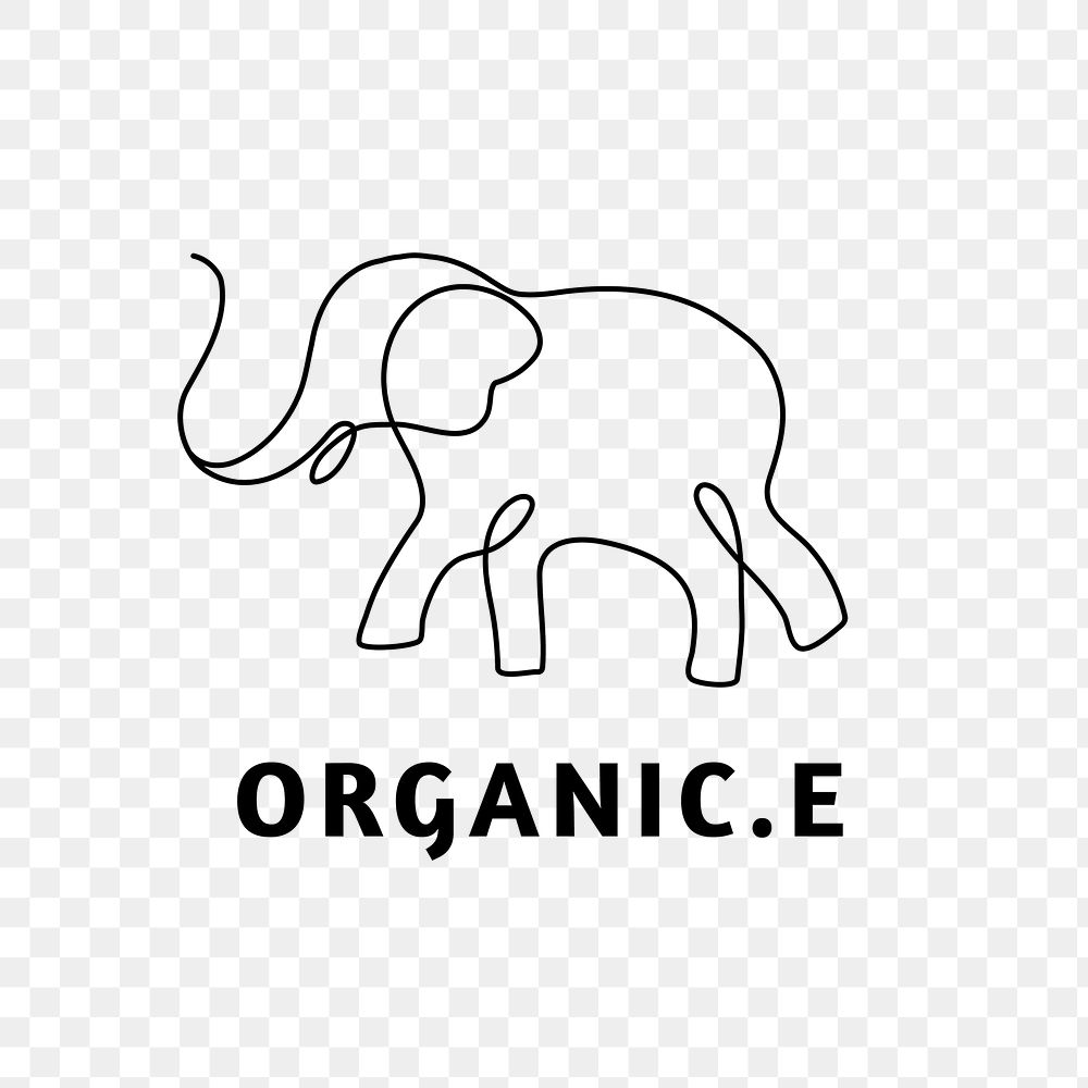 Elephant png logo sticker, line art design