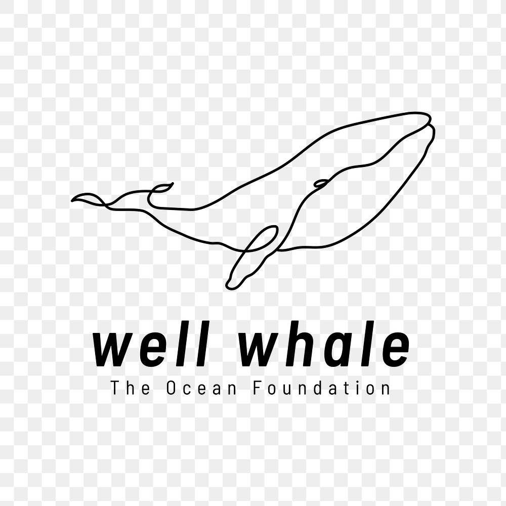 Whale png logo sticker, line art design
