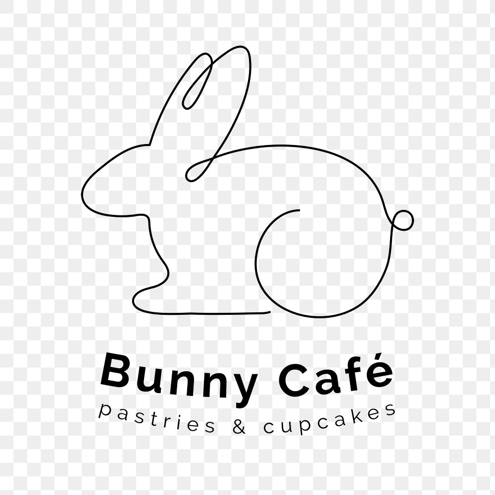 Bunny png logo sticker, line art design
