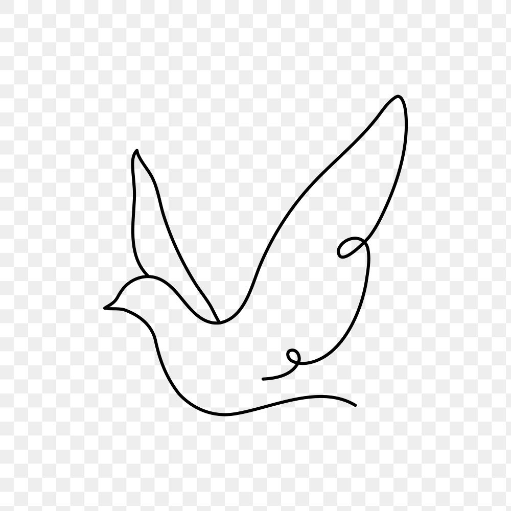 Bird png logo element, line art animal illustration