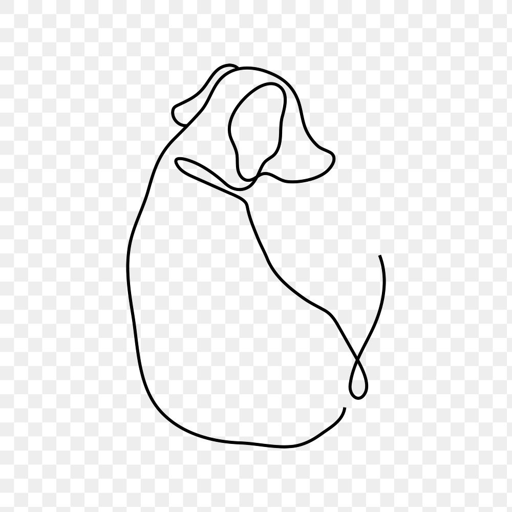 Dog png logo element, line art animal illustration